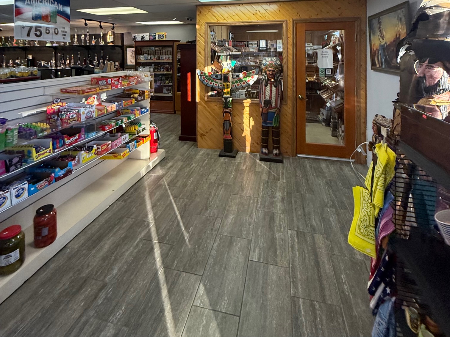 Back room with pipes, glass and additional display cases